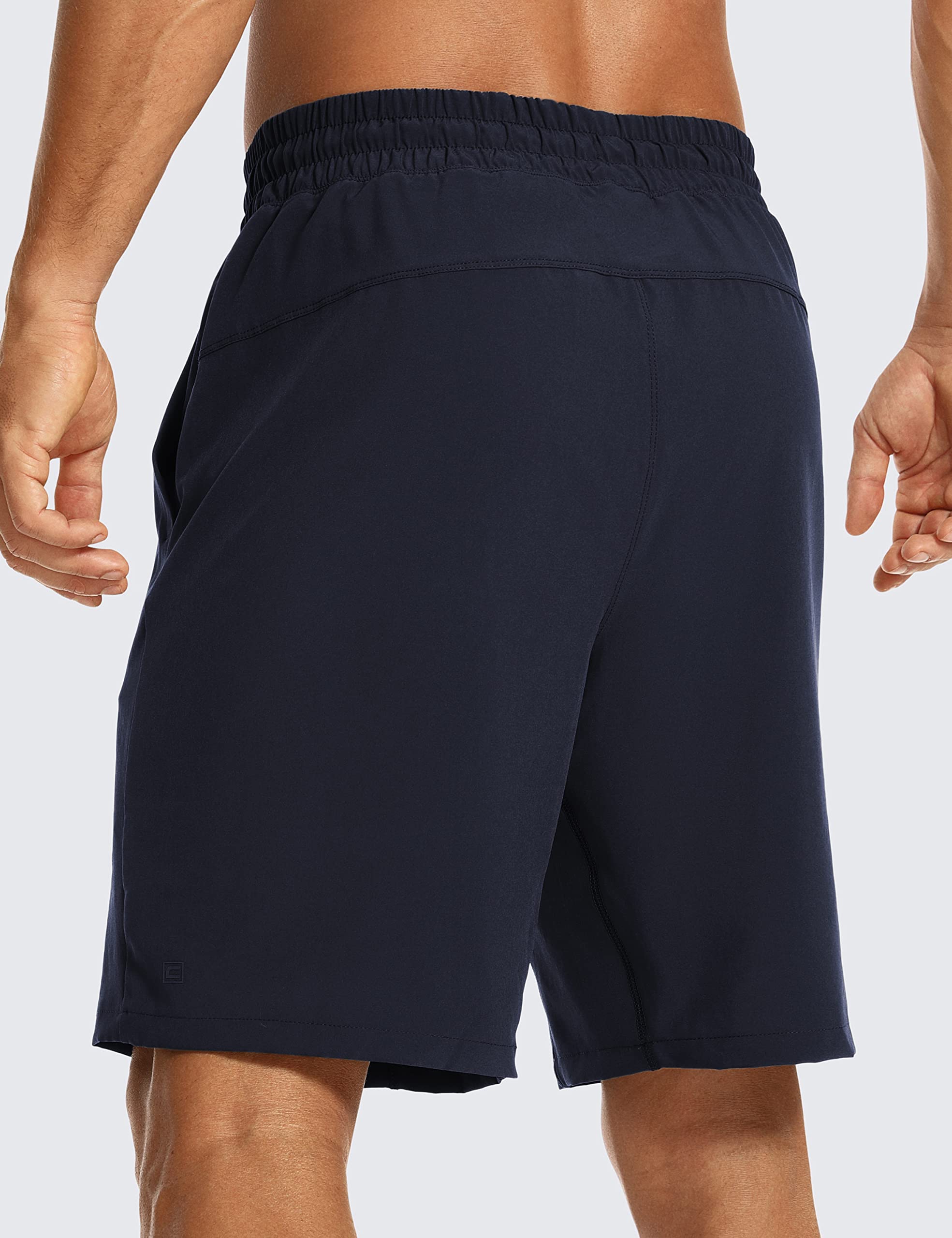 CRZ YOGA Men's 2 in 1 Running Shorts with Liner 9'' Quick Dry Workout Sports Athletic Shorts with Pockets Navy X-Large