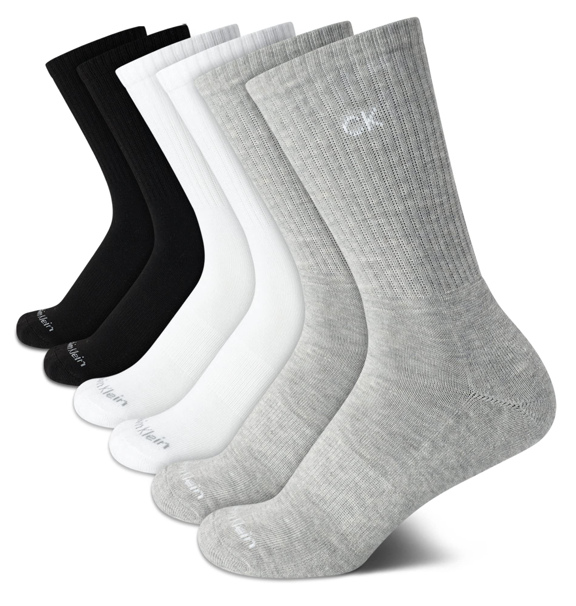 Calvin Klein Women's Socks - Cushion Athletic Crew Socks (6 Pack), Size 4-10, Grey Assorted