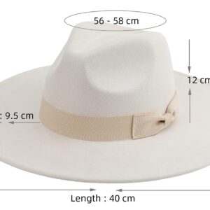 Pro Celia Big Wide Brim Fedora Hat for Women Large Felt Panama Rancher Hat (Ivory)