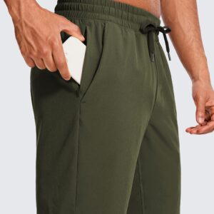 CRZ YOGA Men's 2 in 1 Running Shorts with Liner 9'' Quick Dry Workout Sports Athletic Shorts with Pockets Dark Olive Medium