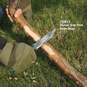 FLISSA Survival Hunting Knife and Bushcraft Knife, with Sheath