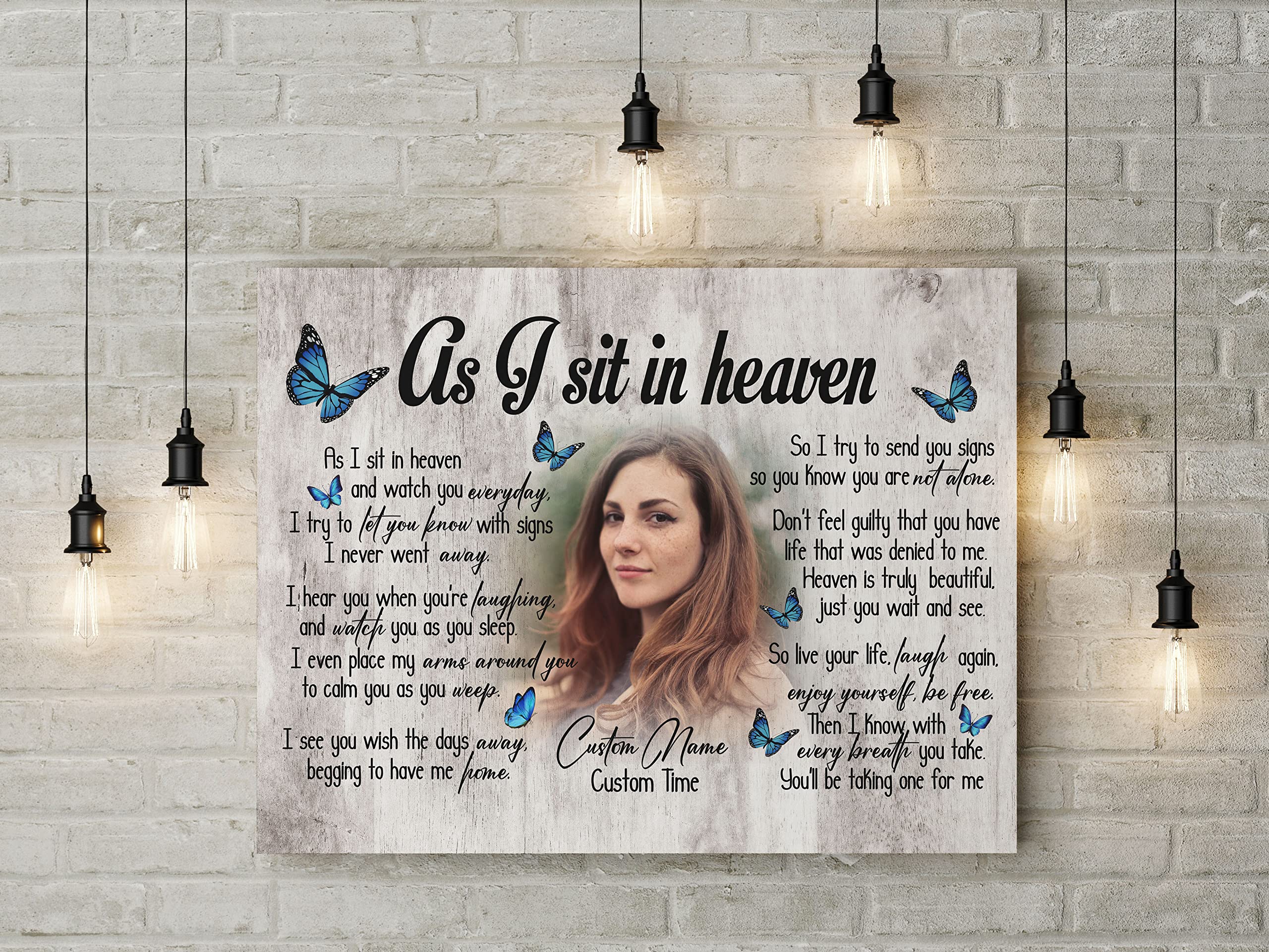 Personalized Memorial Gifts for Loss of Loved one, Meaningful Sympathy Gift for Loss of Sister Daughter Mom Dad - As I Sit In Heaven Canvas - VTQ43 (10x8 inch)