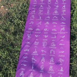 Beginner Instructional Yoga Mat with Poses Printed On It - 75 Illustrated Yoga Poses & 75 Stretches - Non Slip - Yoga Mat For All Genders