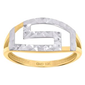 10k Two tone Gold Womens Greek Key Fashion Ring Measures 9.3mm Long Jewelry for Women