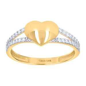 14k two tone gold womens cz cubic zirconia simulated diamond love heart ring measures 7.2mm long jewelry for women