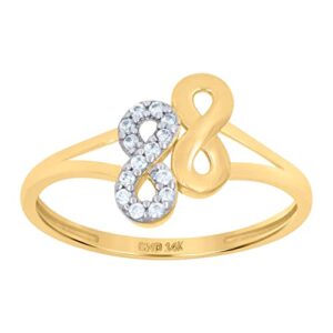 14k Two tone Gold Womens CZ Cubic Zirconia Simulated Diamond Infinity Symbol Ring Measures 11.2mm Long Jewelry for Women