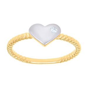 10k Two tone Gold Womens Love Heart Ring Measures 6.3mm Wide Jewelry for Women