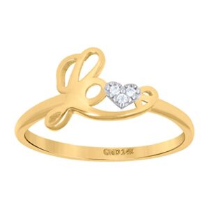 14k Two tone Gold Womens CZ Cubic Zirconia Simulated Diamond Love Heart Ring Measures 9.2mm Long Jewelry for Women