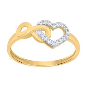 10k two tone gold womens cz cubic zirconia simulated diamond love symbol infinity heart ring measures 7.9mm long jewelry for women