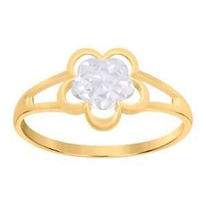 10k Two tone Gold Womens Flower Fashion Ring Measures 9.4mm Long Jewelry for Women