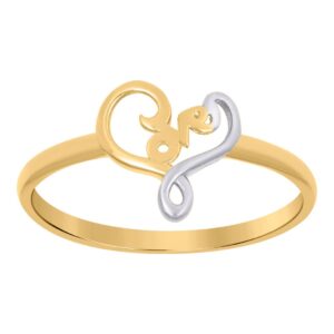 10k two tone gold womens love heart love ring measures 9.3mm long jewelry for women