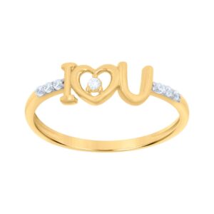 10k two tone gold womens cz cubic zirconia simulated diamond i love u heart love ring measures 5.6mm long jewelry for women