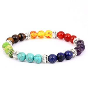 AMind4U 6PCS Chakra Bracelet for Women Men 8mm Lava Rock Healing Stones Bracelets Crystal Bracelets Beaded Bracelets for Women Men