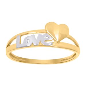 10k Two tone Gold Womens Love Heart Love Ring Measures 6.7mm Long Jewelry for Women