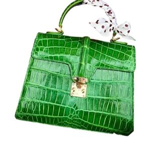 Genuine Green Crocodile Alligator Leather handbag, Crocodile Women Tote, Alligator Women Purse, Lady Bags