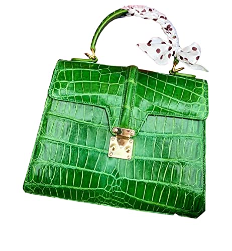 Genuine Green Crocodile Alligator Leather handbag, Crocodile Women Tote, Alligator Women Purse, Lady Bags