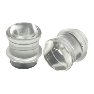 Mystic Metals Body Jewelry Pair of Clear Glass Single Flare Plugs with Clear O-rings (PG-595) (7/16" (11mm))