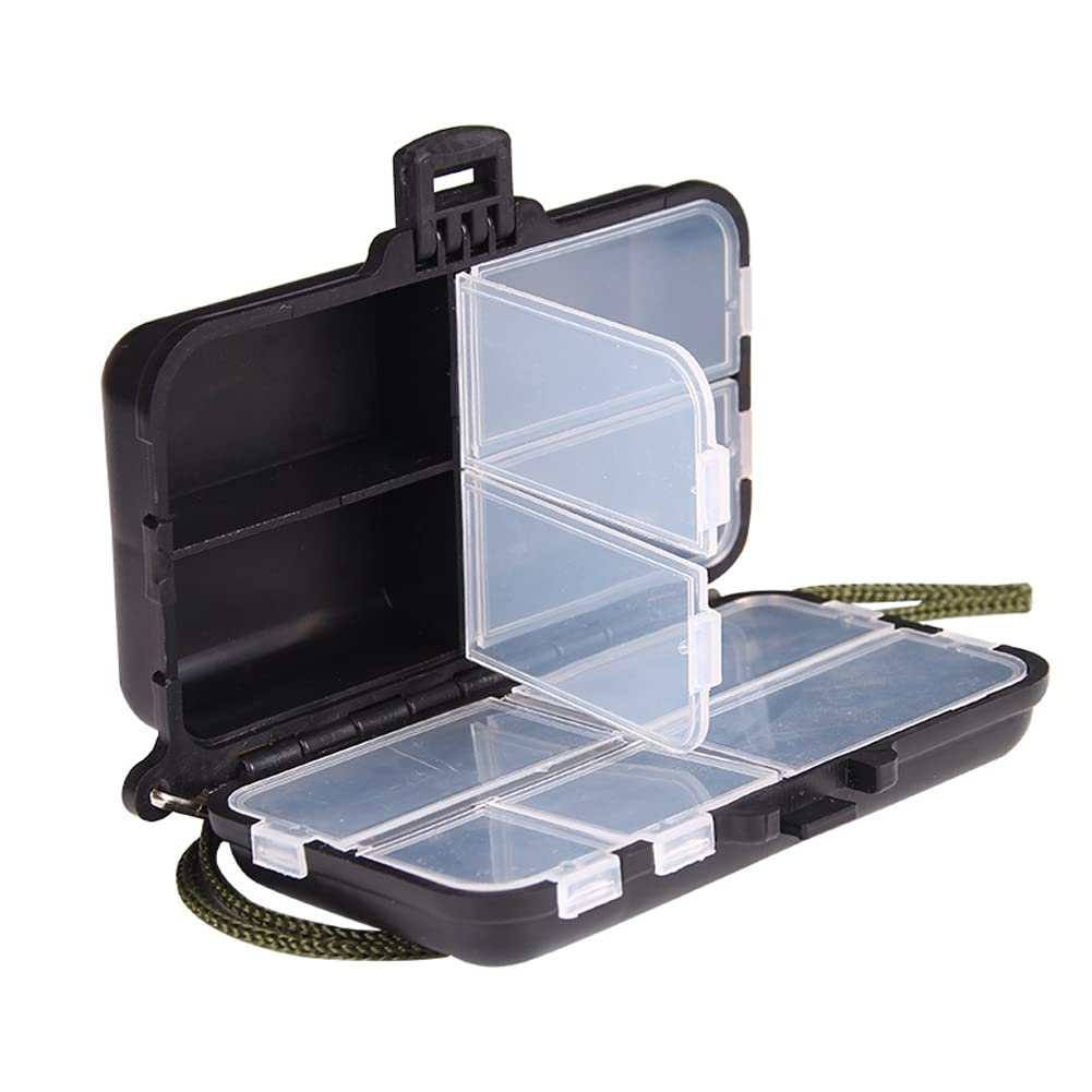 1 Piece Fishing Lure Box Fishing Tackle Box Fishing Bait Box Floating Fish Lure Storage Box 9 Compartments Fishing Storage Box Plastic Containers Case, Black