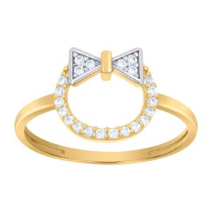 10k two tone gold womens cz cubic zirconia simulated diamond bow fashion ring measures 10.5mm long jewelry for women