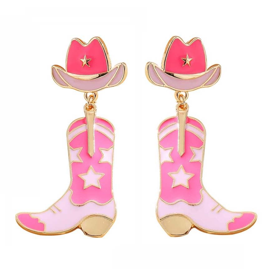 MOEPAPA Cowboy Boot Hat Earrings Cowgirl Dangling Earrings Jewelry for Women Girls Hypoallergenic Western Country Dangle Earrings Handmade Cute Nashville