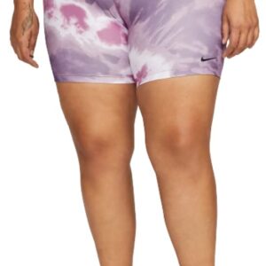 Nike One Women's Mid-Rise 7" Tie-Dye Bike Shorts (Plus Size) (Amethyst Wave, 3X)