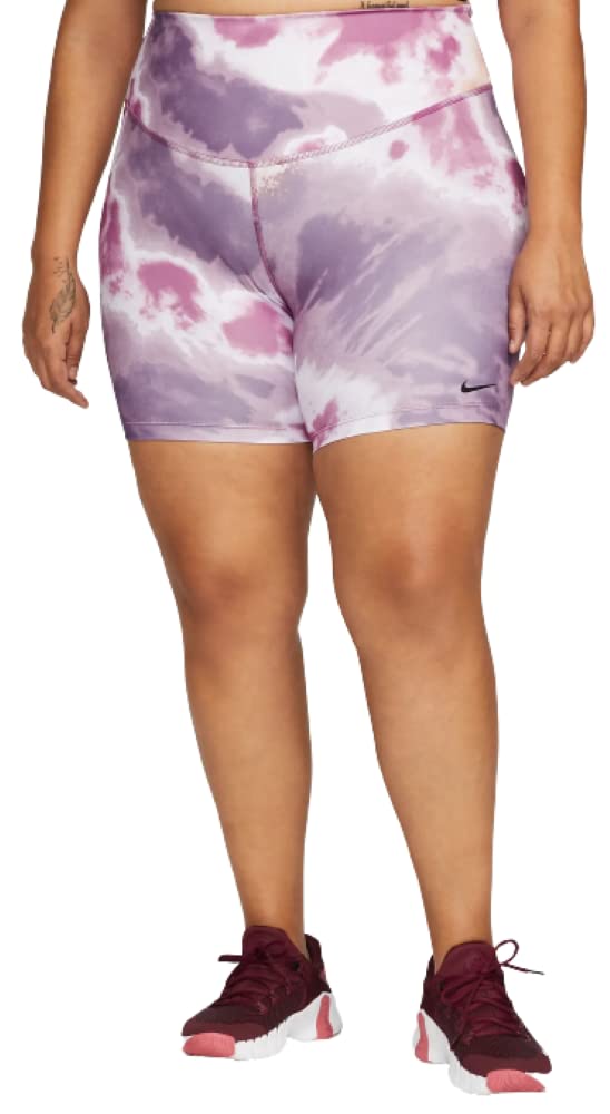 Nike One Women's Mid-Rise 7" Tie-Dye Bike Shorts (Plus Size) (Amethyst Wave, 3X)