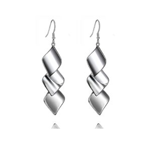 Three-color Silver Dangle Earrings for women shiny and sharp looking stylish match clothing Lightweight & Fashionable 925 Sterling Silver Hooks