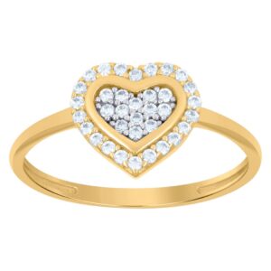 10k Two tone Gold Womens CZ Cubic Zirconia Simulated Diamond Heart Love Ring Measures 9.4mm Long Jewelry for Women