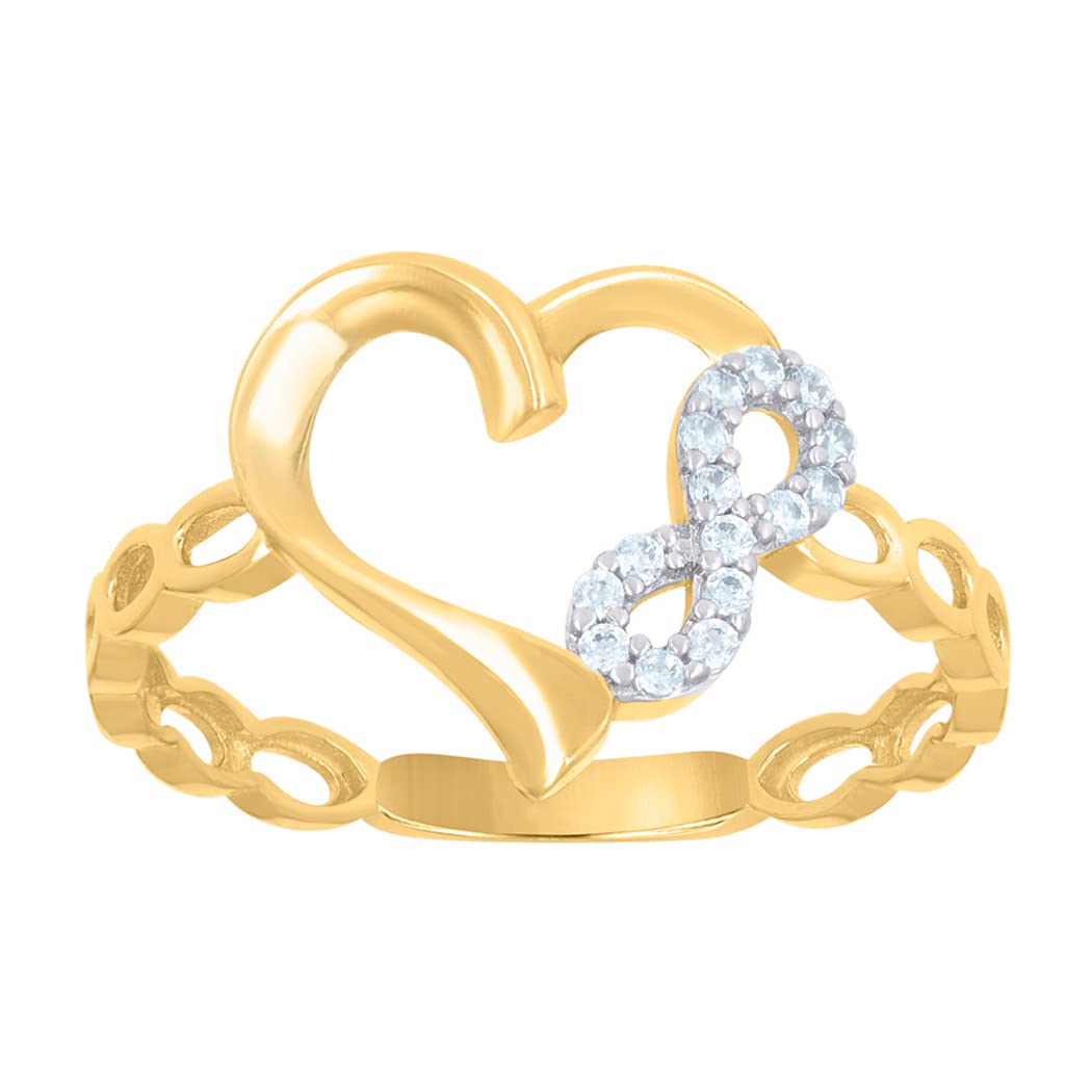 10k Two tone Gold Womens CZ Cubic Zirconia Simulated Diamond Love Symbol Infinity Heart Ring Measures 12.3mm Long Jewelry for Women