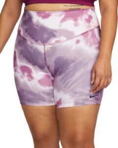 nike one women's mid-rise 7" tie-dye bike shorts (plus size) (amethyst wave, 3x)