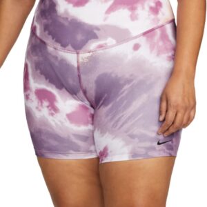 Nike One Women's Mid-Rise 7" Tie-Dye Bike Shorts (Plus Size) (Amethyst Wave, 3X)