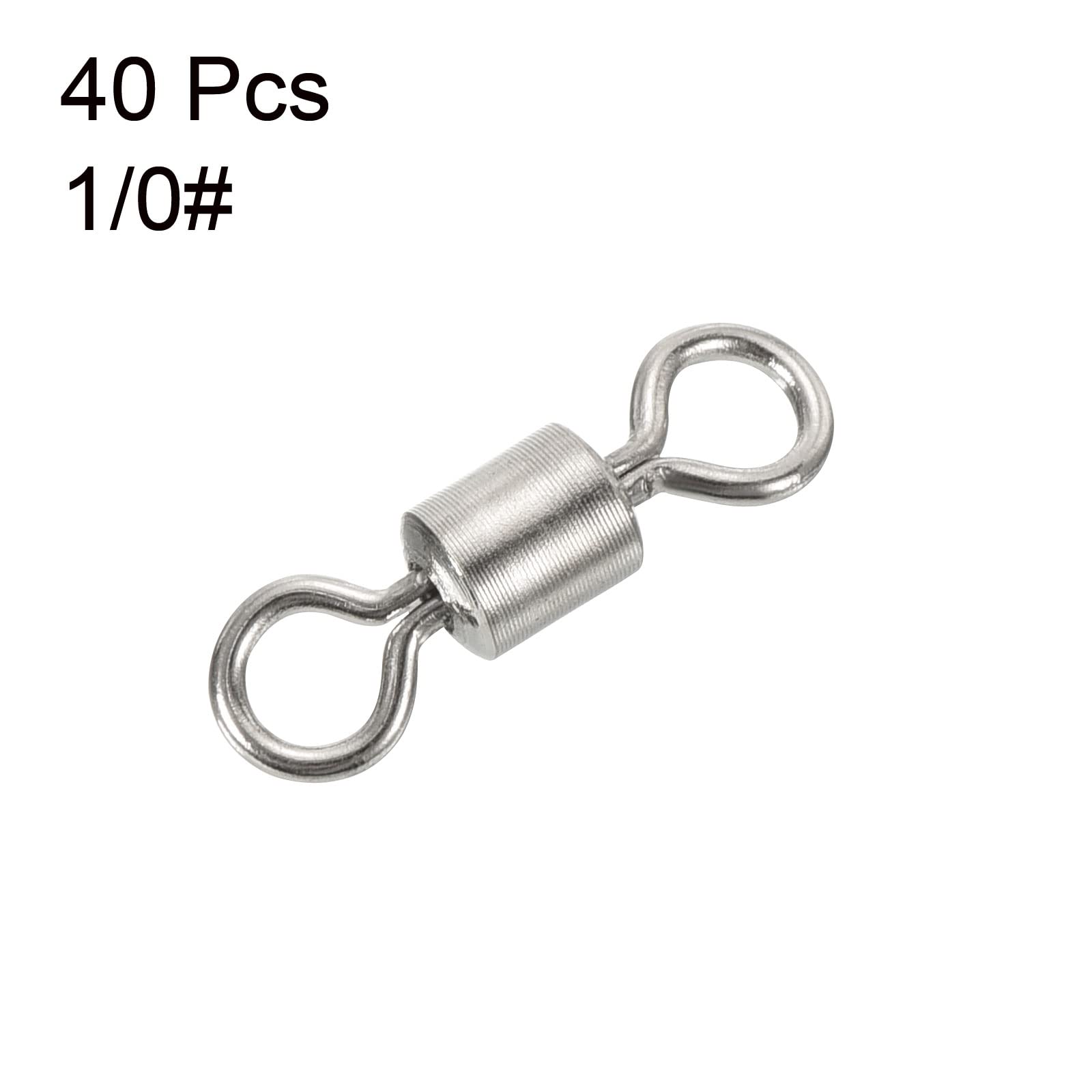 PATIKIL Fishing Barrel Swivels, 40 Pack 125LBS Copper Rolling Hook Line Connector Terminal Tackle for Saltwater Freshwater Fishing, Silver