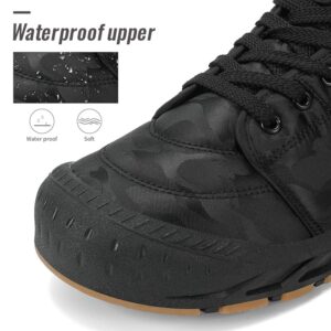 Liuliuroupp Men's snow boots warm waterproof non-slip shoes winter hiking boots high top comfortable hiking shoes backpack outdoor sports shoes(Bla/-ck)