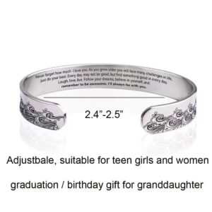 Svana Granddaughter/Daughter Bracelet Gifts From Grandma/Nana with Message Card,Adjustable Morse Code Bracelet for teen girls I love You Inspirational Bracelets for Her, I Will Always Be With You Meaning Birthday Gifts (to Granddaughter-Silver)