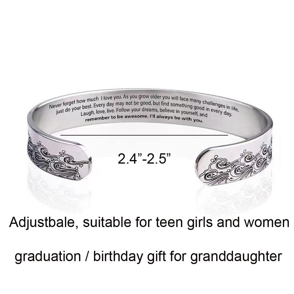 Svana Granddaughter/Daughter Bracelet Gifts From Grandma/Nana with Message Card,Adjustable Morse Code Bracelet for teen girls I love You Inspirational Bracelets for Her, I Will Always Be With You Meaning Birthday Gifts (to Granddaughter-Silver)