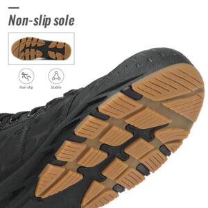 Liuliuroupp Men's snow boots warm waterproof non-slip shoes winter hiking boots high top comfortable hiking shoes backpack outdoor sports shoes(Bla/-ck)