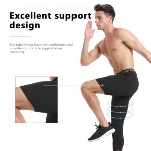 Blaward 2 Pack Men's Compression Pants Basketball One Leg Tights Athletic Base Layer Running Leggings Cycling Gym Underwear