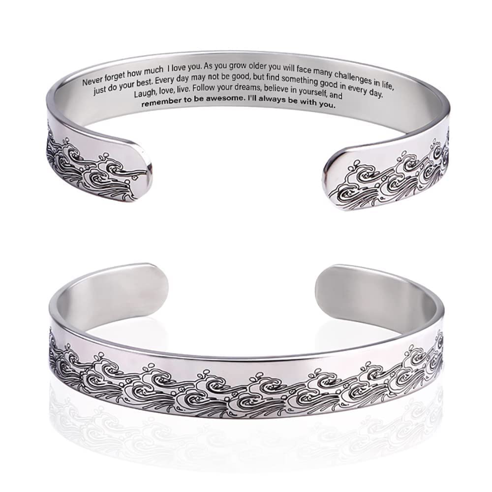 Svana Granddaughter/Daughter Bracelet Gifts From Grandma/Nana with Message Card,Adjustable Morse Code Bracelet for teen girls I love You Inspirational Bracelets for Her, I Will Always Be With You Meaning Birthday Gifts (to Granddaughter-Silver)