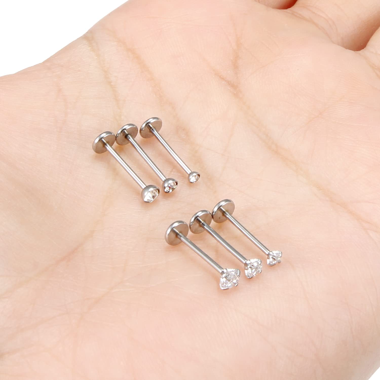 Hnxnskt Threadless Push in Nose Rings Studs Surgical Steel Medusa Piercing Jewelry Lip Rings Labret Monroe Tragus Helix Cartilage Earrings Studs for Women Men 20G 10MM Bar Length