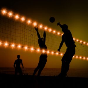 Moukeren Volleyball Badminton Net Light 16 ft String Lights with Remote, 16 Colors 4 Modes LED Light for Backyard Volleyball Badminton Game Outdoor at Night (net Not Include)