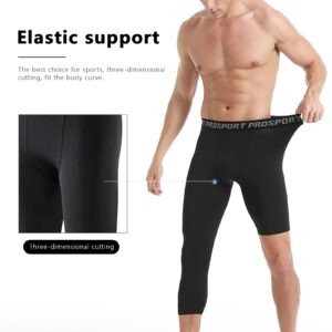 Blaward 2 Pack Men's Compression Pants Basketball One Leg Tights Athletic Base Layer Running Leggings Cycling Gym Underwear