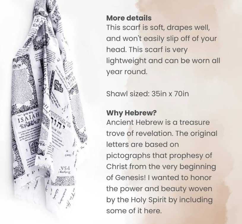 Protection Christian Prayer Shawl - Prayer Scarf with Bible Verses about God's Protection, Off- White Meditation Shawl, Unique Christian Gifts