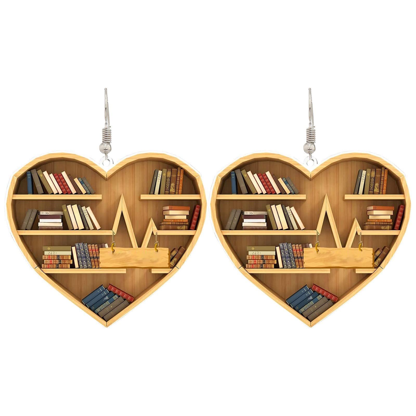 Teacher Earring for Women,Back to School Acrylic Earrings Book Lover Earrings Heart Librarian Grade Earring Decor Pendant Bookworm Gift for Book Lover ((heart)