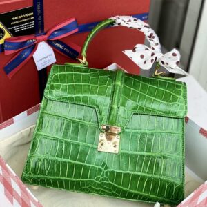 Genuine Green Crocodile Alligator Leather handbag, Crocodile Women Tote, Alligator Women Purse, Lady Bags