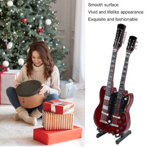 TOTITOM Wood Musical Instrument Ornaments Wooden Miniature Guitar Elegant Mini Electric Guitar Musical Instrument Model with Stand Gift Musical Instrument Model Musical Instruments Model Decor