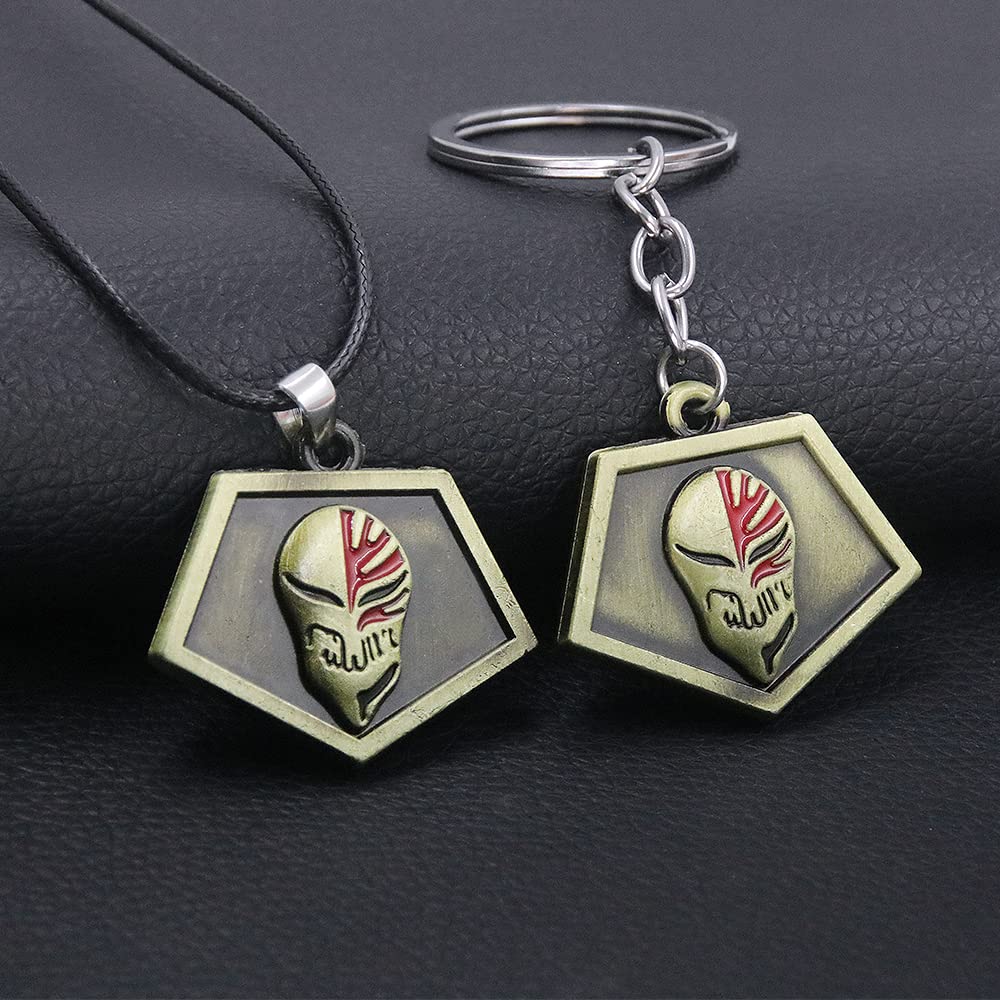 Ichigos Soul Reaper Badge Keychain - Ichigo Hollow Mask Charm Chain - Christmas Anime Cosplay Gifts for Women Men and Fans