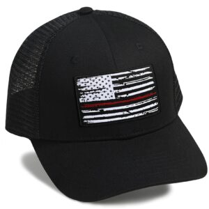 American Flag Hat, Baseball Cap for Men Women, Adjustable Snapback Hats USA Flag Trucker Hat Black