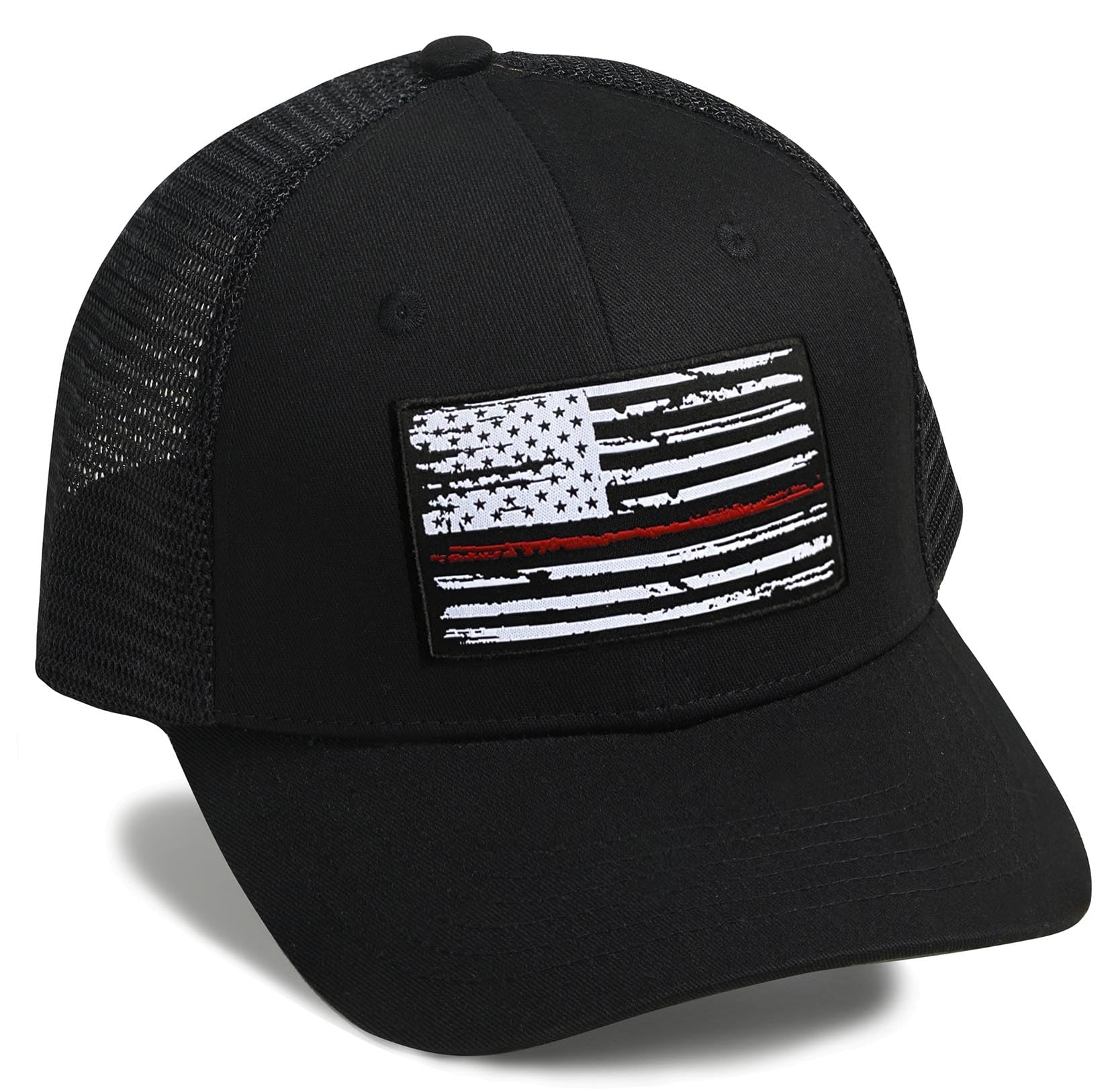 American Flag Hat, Baseball Cap for Men Women, Adjustable Snapback Hats USA Flag Trucker Hat Black