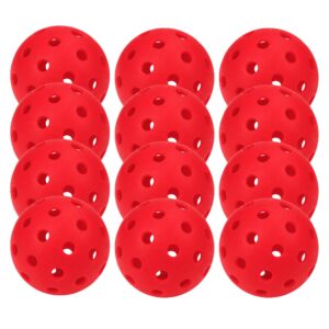 hofimeta 12 pack 40-holes practice pickleball balls play for outdoor indoor, sports game pickle balls (red)