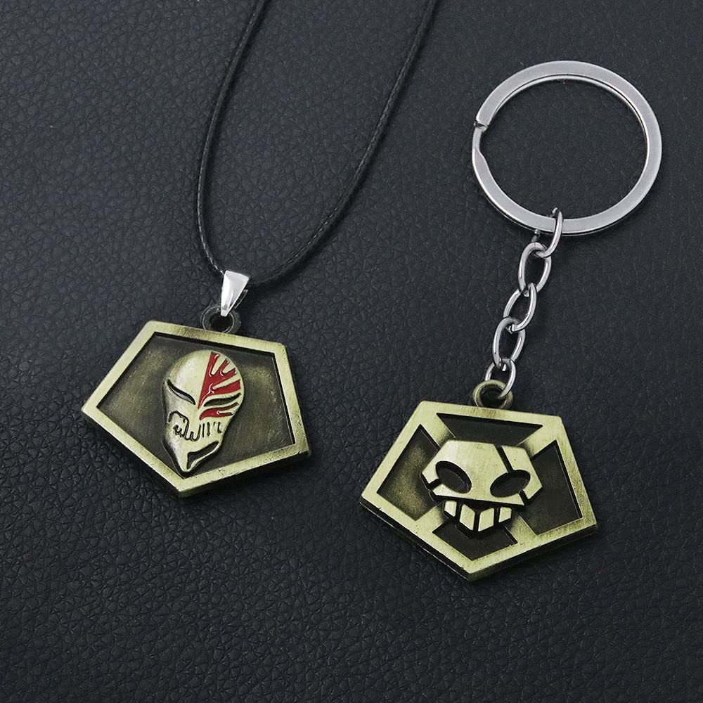 Ichigos Soul Reaper Badge Keychain - Ichigo Hollow Mask Charm Chain - Christmas Anime Cosplay Gifts for Women Men and Fans